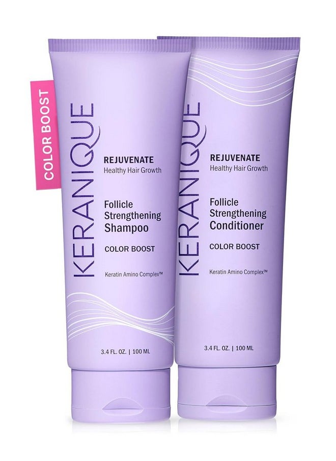 Keranique Color Safe Shampoo and Conditioner - Protect and Extend Color Shampoo and Conditioner for Women with Dry, Fine, Color Treated Hair - Sulfate Free Set for Colored Hair with UV Protection