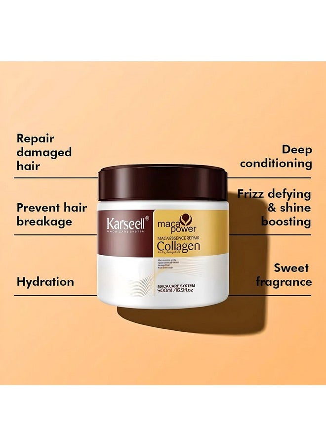 Karseell Hair Repair Set with Shampoo, Conditioner, and Maca Collagen Mask for Dry Damaged Hair (50.7 fl oz)