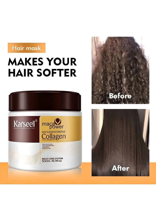 Karseell Hair Repair Set with Shampoo, Conditioner, and Maca Collagen Mask for Dry Damaged Hair (50.7 fl oz)