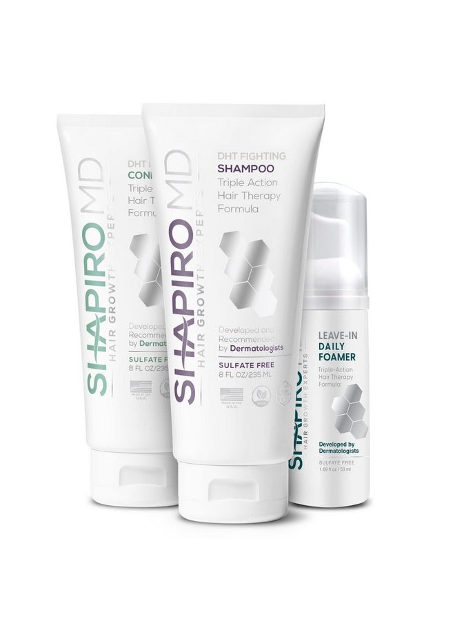 Shapiro MD Natural Hair Kit for Thicker, Fuller, Healthier Looking Hair - Including Shampoo, Conditioner, and Leave-In Daily Foam (1 Month Supply)