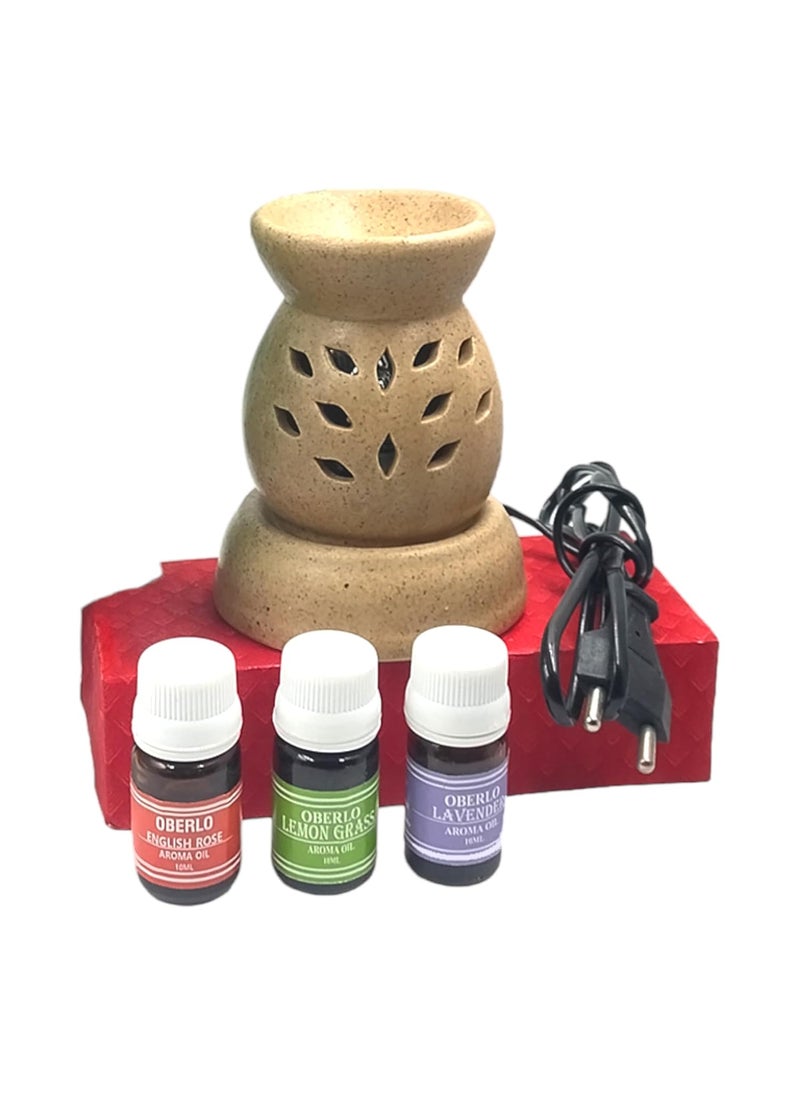Oberlo Aroma Oil LamengrassRoseLavendar Scented Ceramic Electric Diffuser Living Room Washroom Bedroom Office 30ML Oil