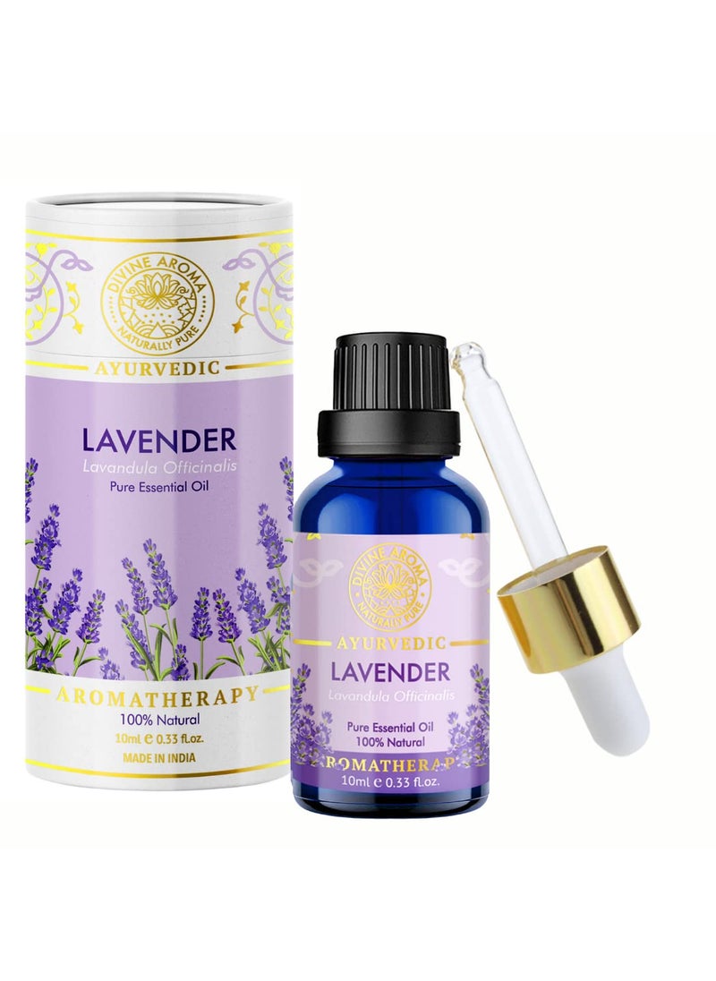 Divine Aroma Lavender Essential Oil 100 PURE Natural Essential Oil 10ml Undiluted Exotic Floral Sweet Aroma For Home Fragrance Aromatherapy Yoga Skin Care Hair Growth Care Relaxation Personal Care Spa Resort Hotels Receptions Home Bedrooms Bath