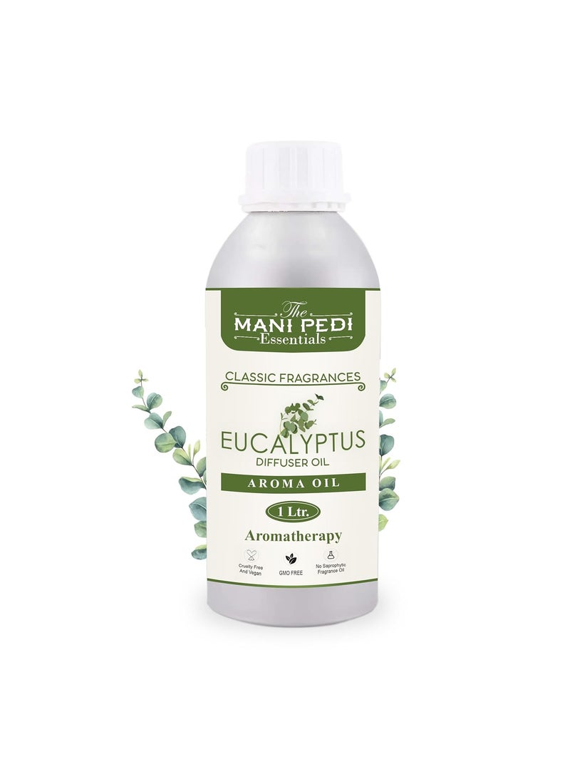 THE MANI PEDI ESSENTIALS Eucalyptus Diffuser Oil with LongLasting Aroma Notes of Wood Resin Relaxes Body Mind Ideal for Aromatherapy Diffusers Air Purifiers 1 Liter 1000 ml
