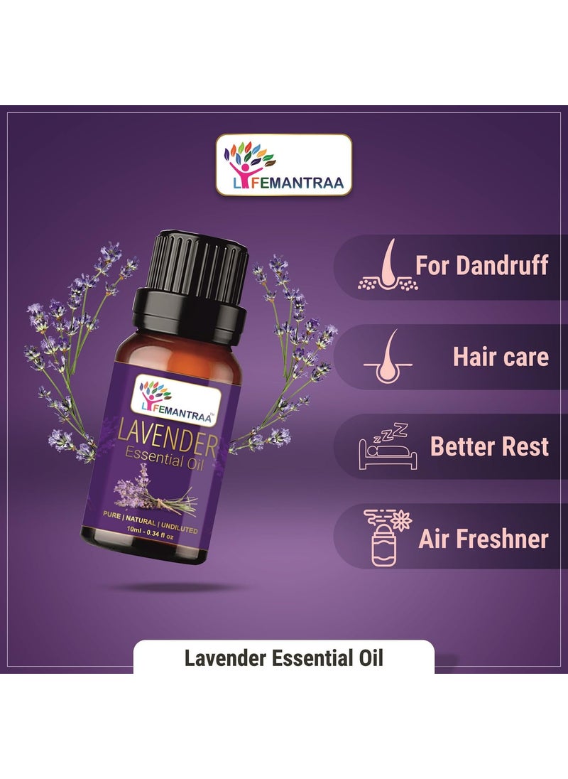 Lifemantraa Pure Lavender Jasmine Lemongrass Rose and Mandarin Essential Oil for Home Fragrance Diffuser Essential Oils Set for Room Air Freshener Aroma Oil Diffusers Soap Making Candle Making 10ml Each 50ml