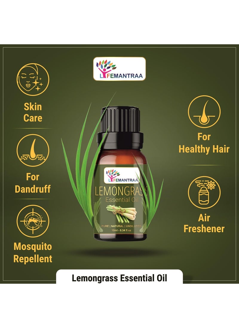 Lifemantraa Pure Lavender Jasmine Lemongrass Rose and Mandarin Essential Oil for Home Fragrance Diffuser Essential Oils Set for Room Air Freshener Aroma Oil Diffusers Soap Making Candle Making 10ml Each 50ml