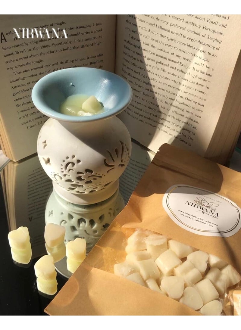 Nirwana Scented Soy Wax Melts 100 Pure Soy Wax Premium Essential Oil Eco Friendly Ideal for an Electric Burner or a tealight Heated Burner Ocean Breeze Small