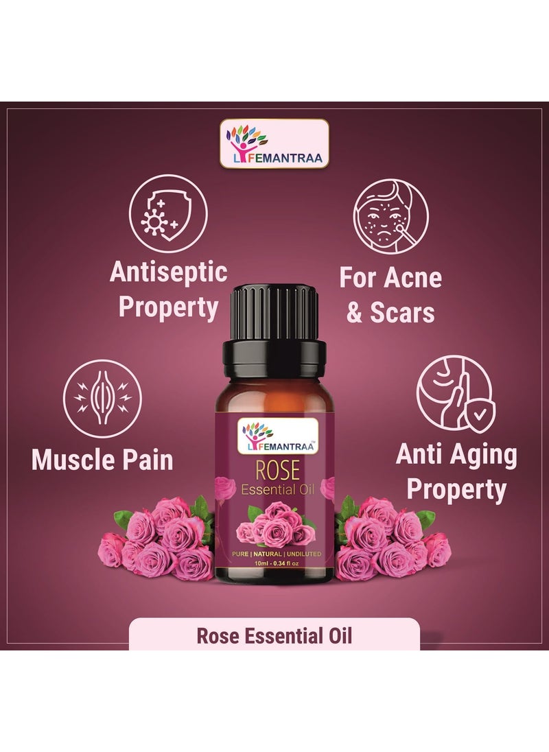 Lifemantraa Pure Tea Tree Lavender Rose Peppermint Sweet orange and Lemongras Essential Oil for Home Fragrance Diffuser Essential Oils Set for Room Air Freshener Aroma Oil Diffusers Soap Making Candle Making 15ml Each 90ml