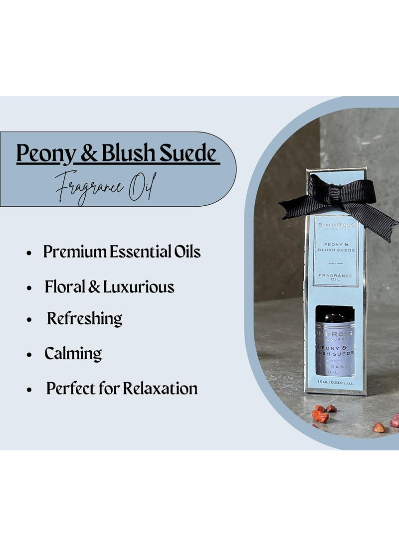 Sim Ross Peony Blush Suede Fragrance Oil 15ml Premium Home Fragrance Oil for Aromatherapy Concentration Meditation Ideal for Diffusers Air Fresheners Pack of 2