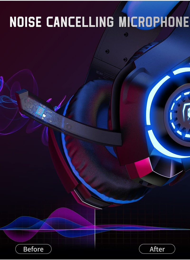 Gaming Headset for PS4 / PS5 / Xbox One / Switch / PC, Noise Cancelling Over Ear Headphones with Mic for Mac Laptop, Deep Bass Stereo Sound