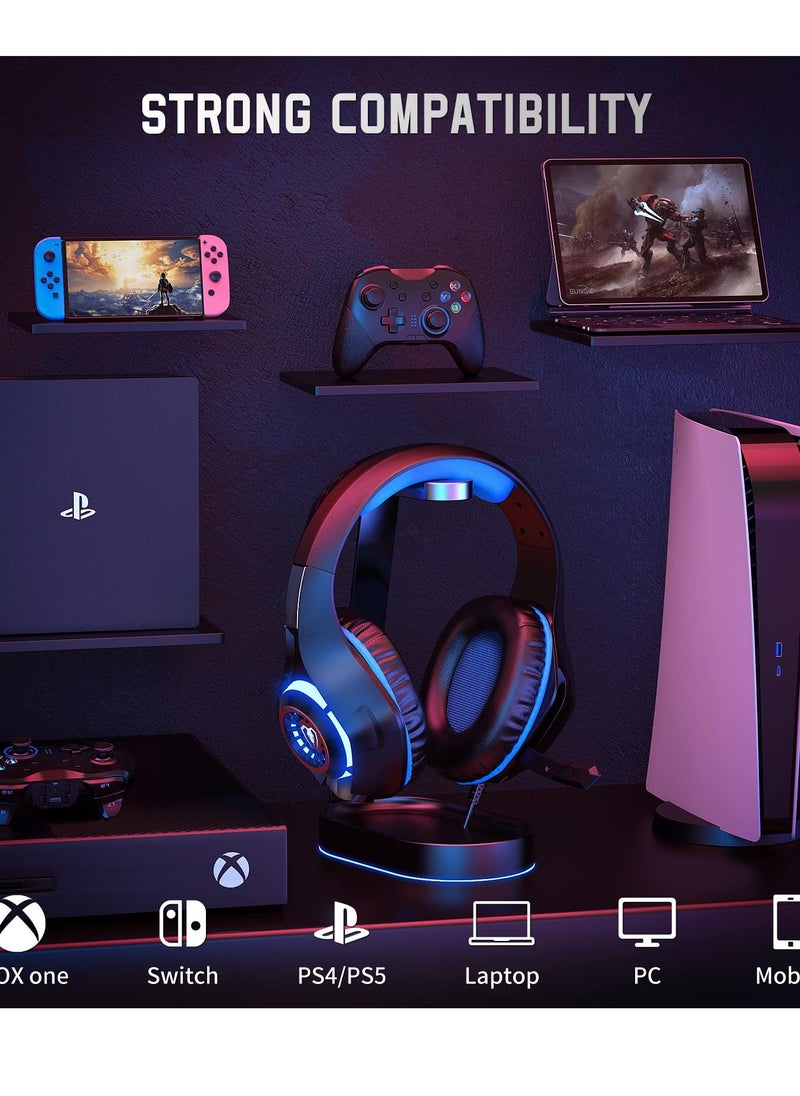 Gaming Headset for PS4 / PS5 / Xbox One / Switch / PC, Noise Cancelling Over Ear Headphones with Mic for Mac Laptop, Deep Bass Stereo Sound
