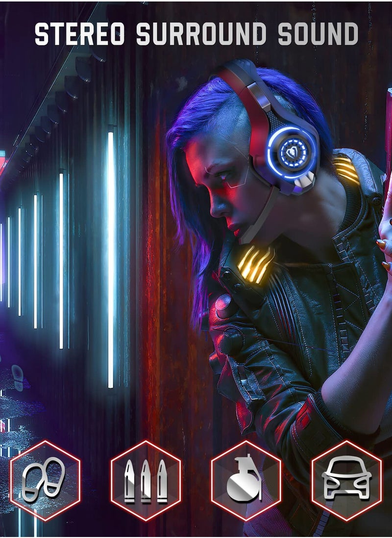 Gaming Headset for PS4 / PS5 / Xbox One / Switch / PC, Noise Cancelling Over Ear Headphones with Mic for Mac Laptop, Deep Bass Stereo Sound