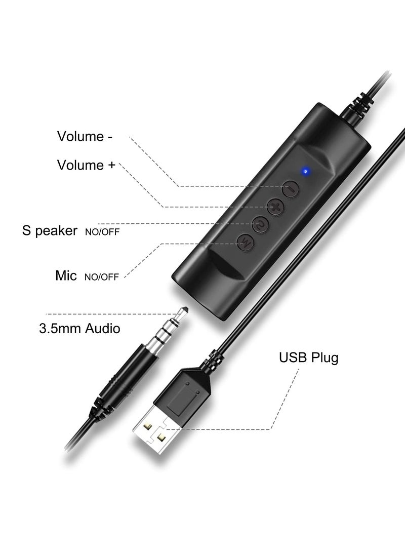 Headset,Surround Sound Gaming Headset With Cross-Platform Compatibility, 3.5mm/USB Jack 2-In-1 Computer Headset with Noise Cancelling & Audio Controls for Laptop Tablet