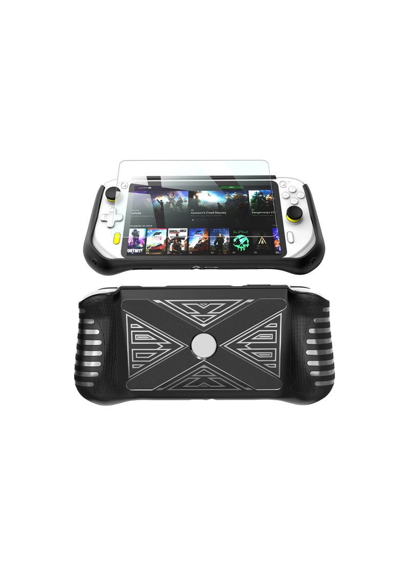 Silicone Cover Case Fit for Logitech G Cloud, Gaming Handheld and Screen Film Protector, Fit for Logitech G Cloud Gaming Accessories (Black)(Contains 1 Film)