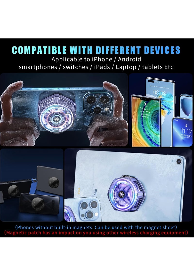 Magnetic Phone Cooler for Gaming Streaming, Radiator Semiconductor Cooling Ideal, Phone Cooling Fan with LED Display, Portable Lightweight Mobile Phone Cooling Fan, Phone Radiator
