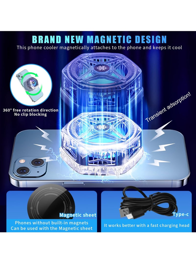 Magnetic Phone Cooler for Gaming Streaming, Radiator Semiconductor Cooling Ideal, Phone Cooling Fan with LED Display, Portable Lightweight Mobile Phone Cooling Fan, Phone Radiator