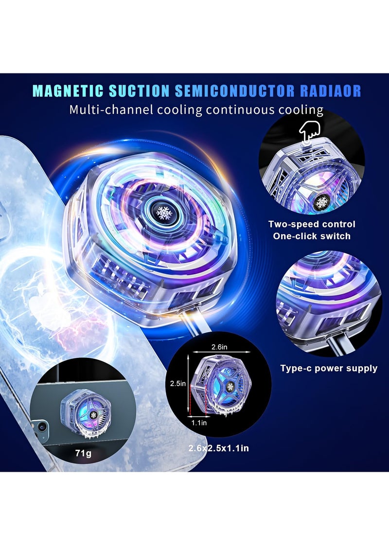 Magnetic Phone Cooler for Gaming Streaming, Radiator Semiconductor Cooling Ideal, Phone Cooling Fan with LED Display, Portable Lightweight Mobile Phone Cooling Fan, Phone Radiator