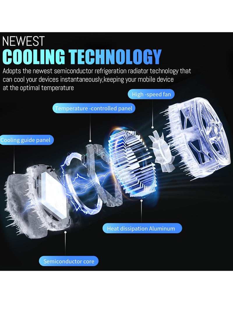 Magnetic Phone Cooler for Gaming Streaming, Radiator Semiconductor Cooling Ideal, Phone Cooling Fan with LED Display, Portable Lightweight Mobile Phone Cooling Fan, Phone Radiator