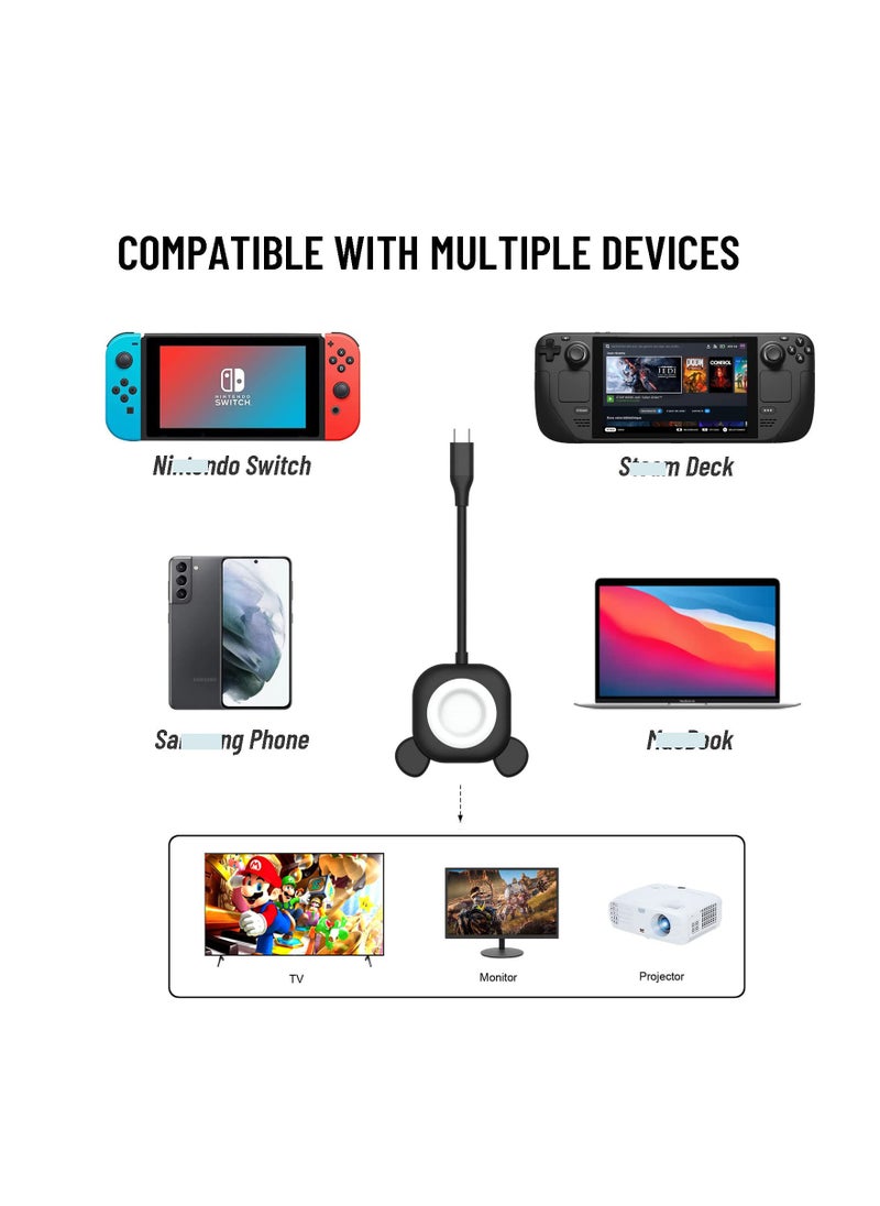 Portable Switch Dock for Nintendo Switch - HDMI USB 3.0 Port & USB C Charging Station, Compatible with Steam Deck, MacBook, Surface, Samsung Phones, and More.