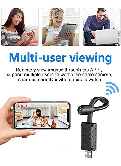 FAVONE WiFi Wireless Small Security Indoor USB Plug Camera1080p Cam with Cell Phone App Live Feed Motion Detection Flexible Camera
