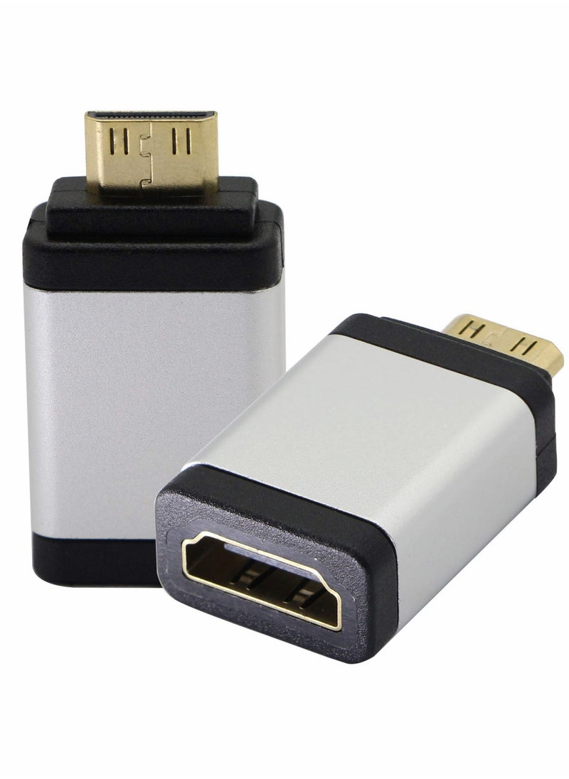 Mini HDMI to Adapter, Male Female 4kx2k Gold Plated Adapter for Raspberry Pi, Camera, Camcorder, DSLR, Tablet, Video Card (Silver, 2Pack)