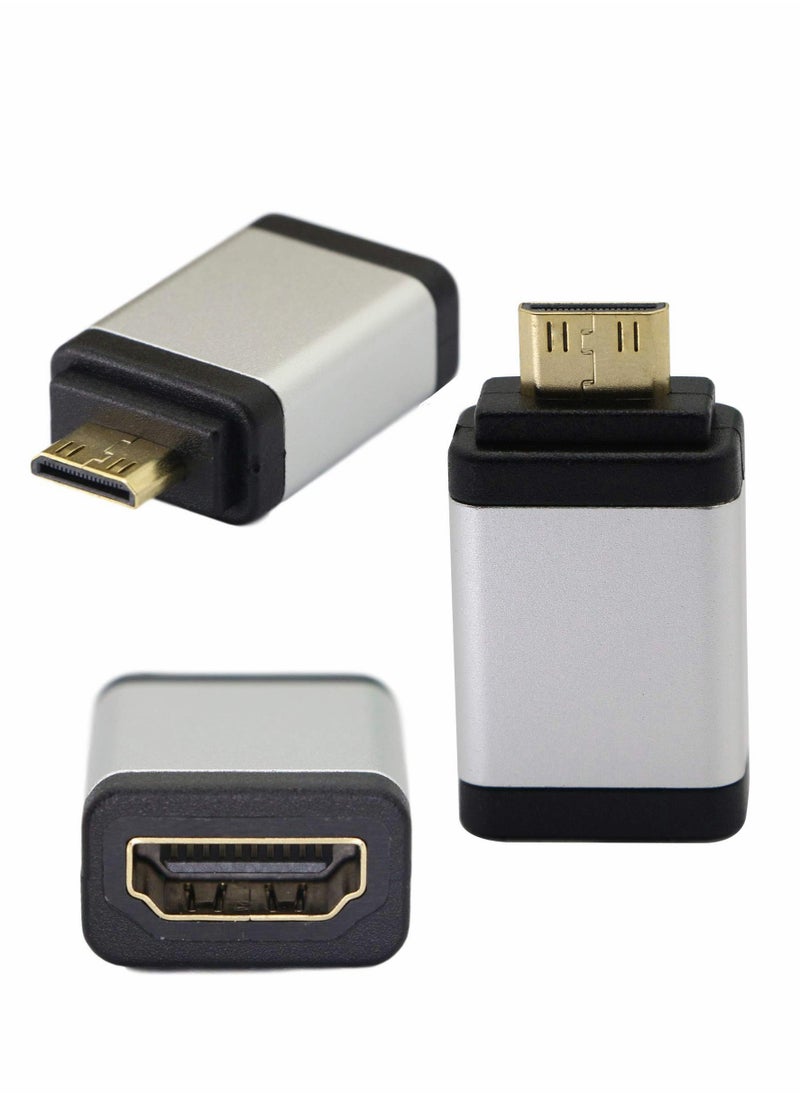 Mini HDMI to Adapter, Male Female 4kx2k Gold Plated Adapter for Raspberry Pi, Camera, Camcorder, DSLR, Tablet, Video Card (Silver, 2Pack)