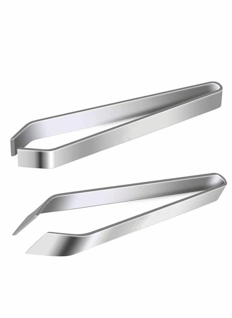 2 Pieces Fish Bone Tweezers Set Includes Stainless Steel Tongs Tweezers Fish Scale Scraper Removers Flat and Slant Tweezers Pliers for Chef Cooking Utensils, Sea Food, Beauty Tools