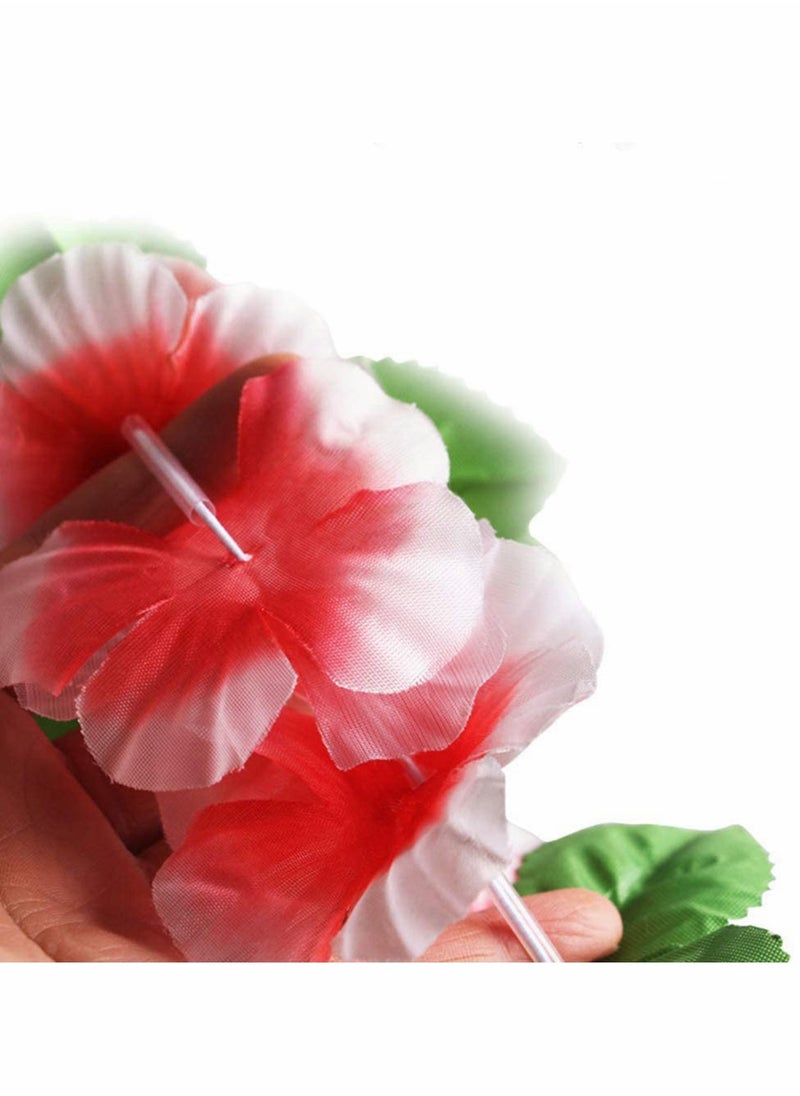 24 PCS Hawaiian Wreath Headband Wristbands Tropical Flower Leaf Hawaii Necklace Headpiece Bracelets Wedding Vacation Summer Beach Carnival Party Garland Decorations