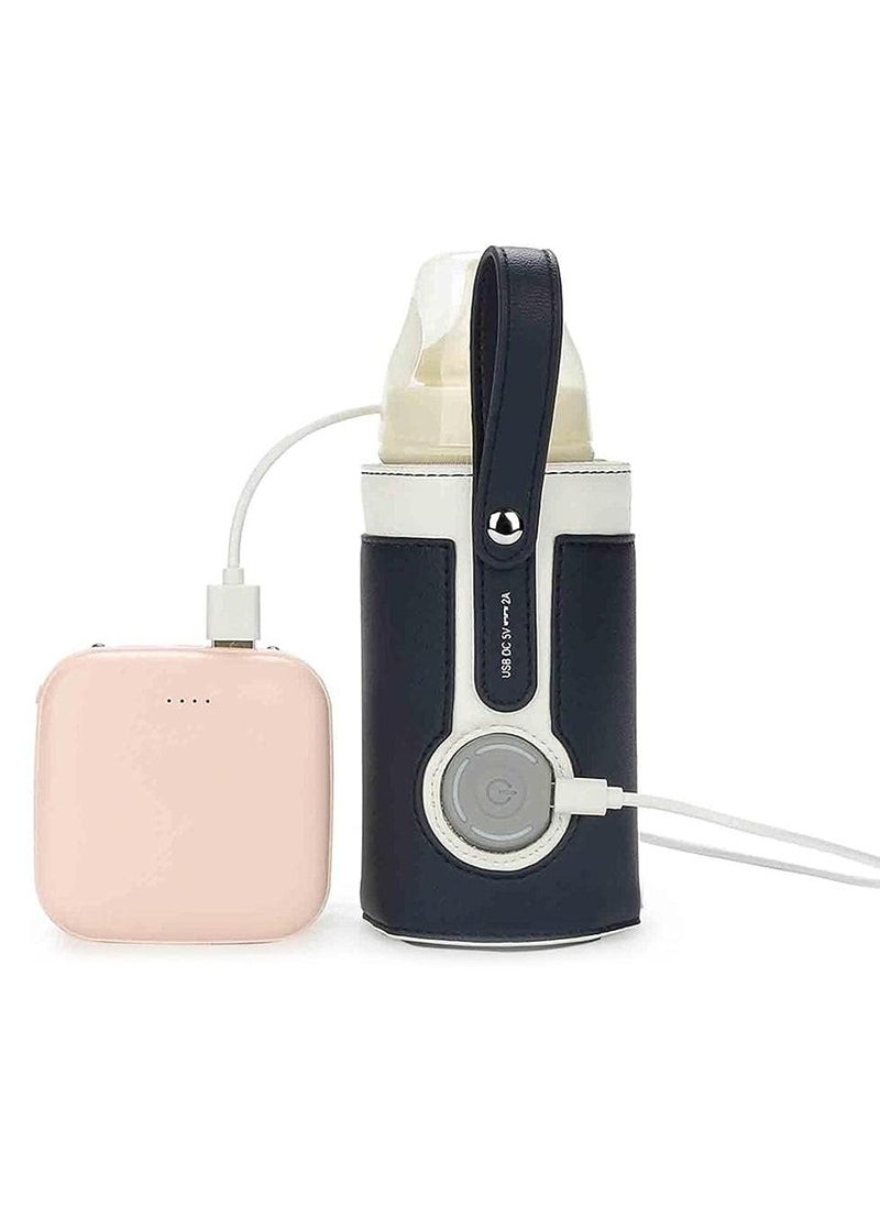 Portable Bottle Warmer, with 3 Temperature Control, Travel Smart Insulation Milk Bottle Cover Bag, USB Baby Bottle Warmer for Breastmilk or Formula for Travel and Other Outdoor Activities