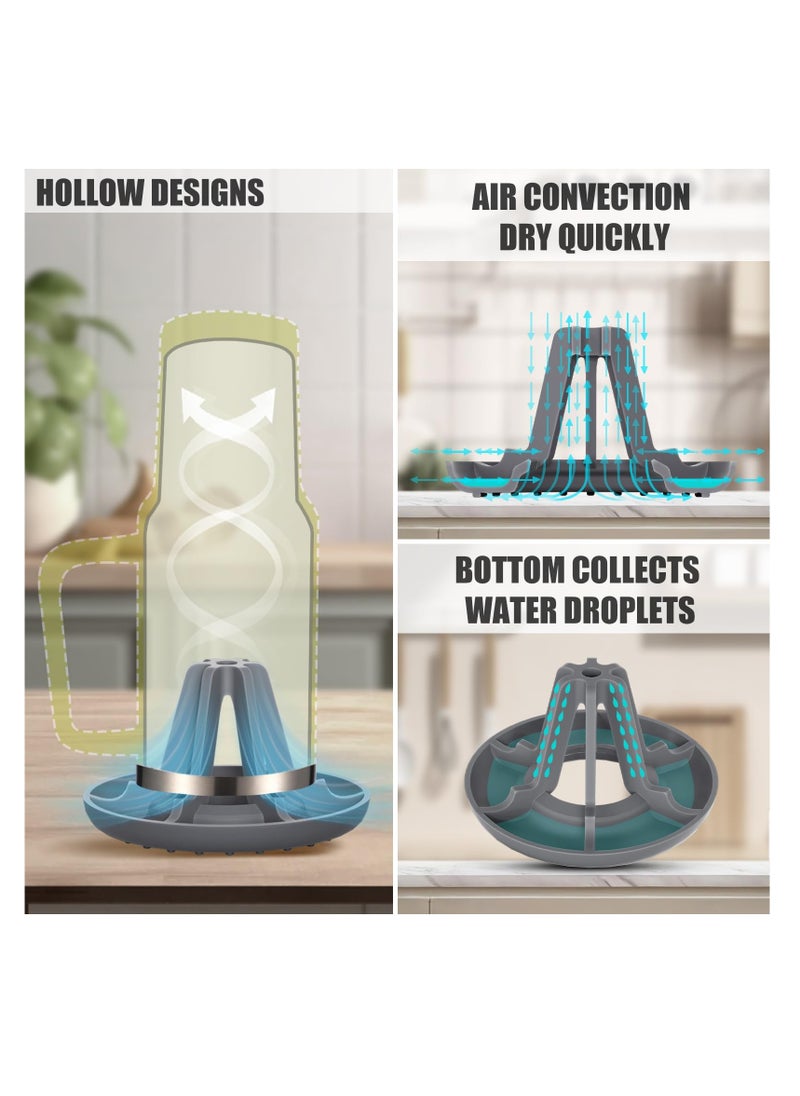Silicone Bottle Drying Rack for Stanley Cup Accessories, 2 Pack Fast Air Drying Solution for Various Container Sizes