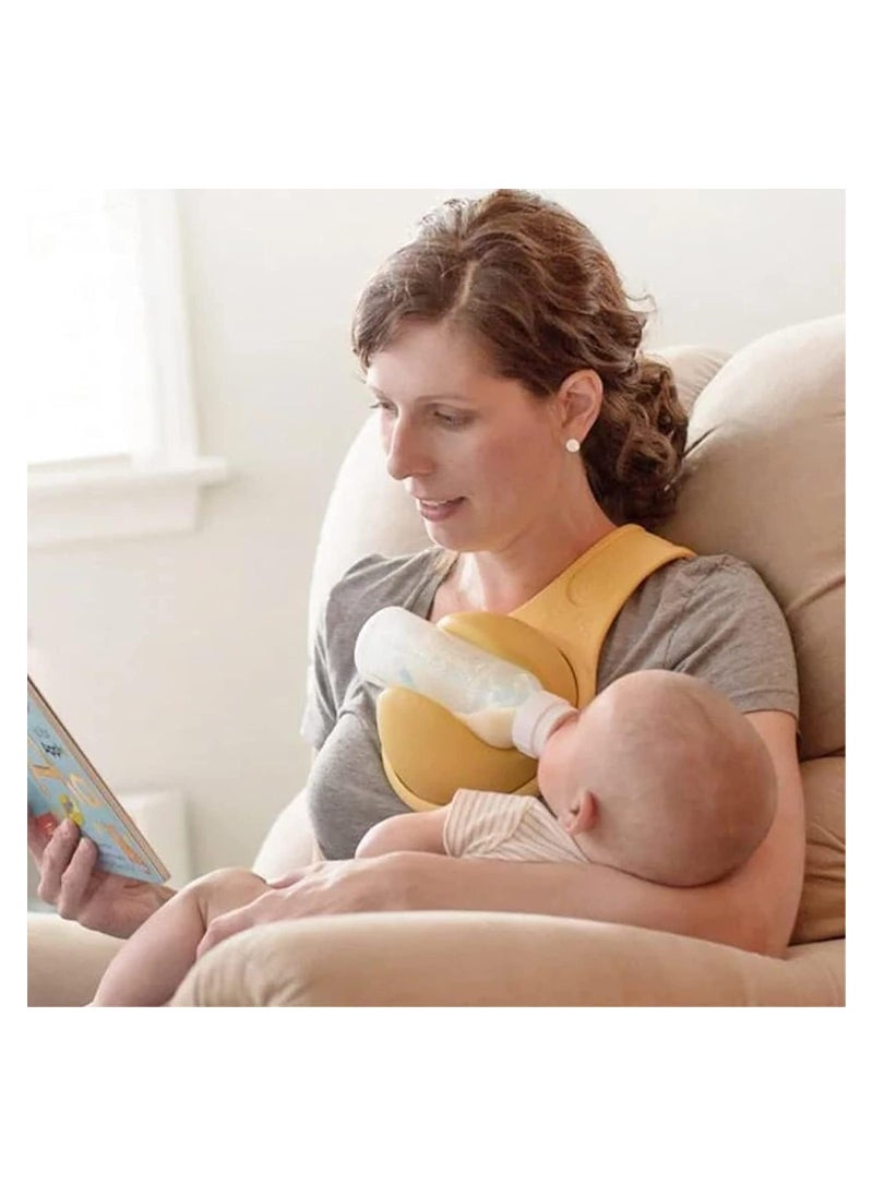 Hands Free Baby Bottle Holder, Adjustable Feeding Support Strap with Secure Bottle Clamp, Universal Fit, Easy Rotation for Perfect Angle, Detachable & Portable Design, Ideal for Multitasking Parents