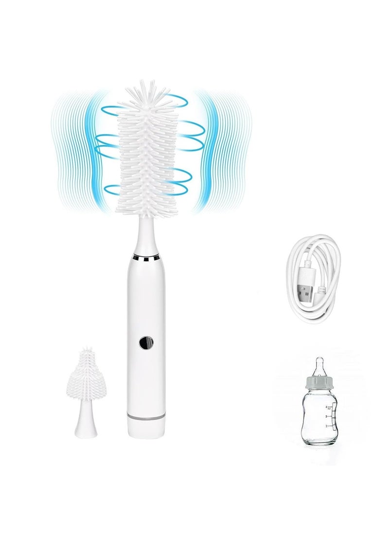 SYOSI Electric Bottle Brush, Electric Baby Bottle Cleaning Brush Kit, Silicone Bottle Brush Set, Rechargeable Cordless Electric Brush, Portable Baby Bottle Brush for Cleaning Bottle and Nipple