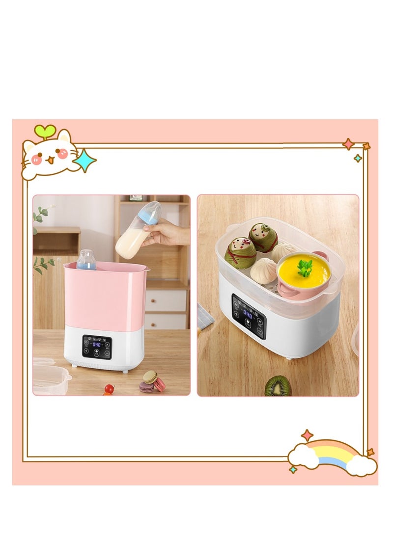 5 in 1 Baby Milk Warmer Bottle/Sterilizer，Baby Bottle Sterilizer, Electric Steam Bottle Sterilizer and Dryer, Universal Fit for All Baby Items Accessories（Pink）