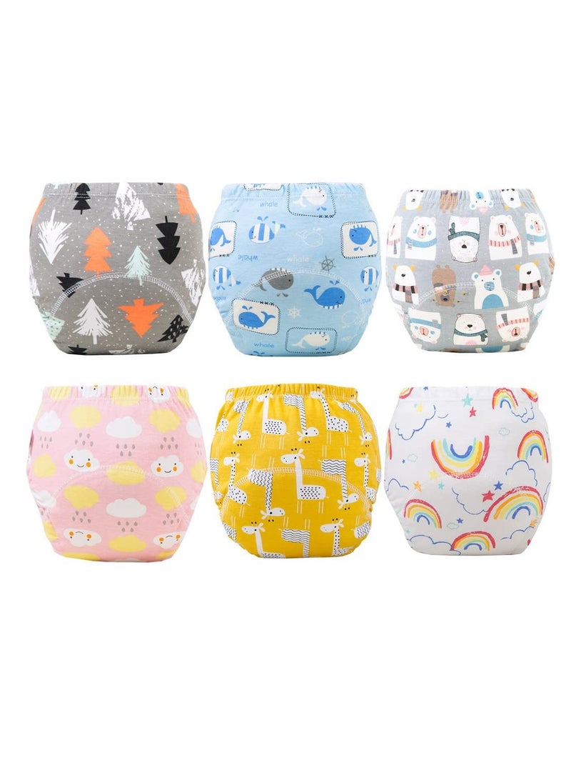 Baby Potty Training Pants 6 Pack Cotton Reusable Training Pants for Toddlers, Boys and Girls
