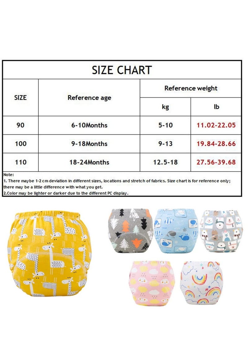 Baby Potty Training Pants 6 Pack Cotton Reusable Training Pants for Toddlers, Boys and Girls
