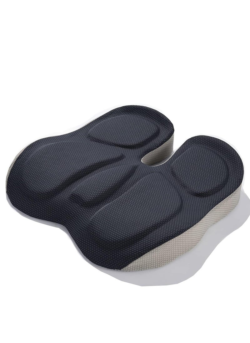 Orthopedic Seat Cushions for Office Chairs, Memory Foam Posture Cushion Portable Breathable Mesh, Car Seat Cushion,Pillow, Sciatica Back Coccyx Tailbone Pain Relief, Non-Slip Chair Pad (Black)