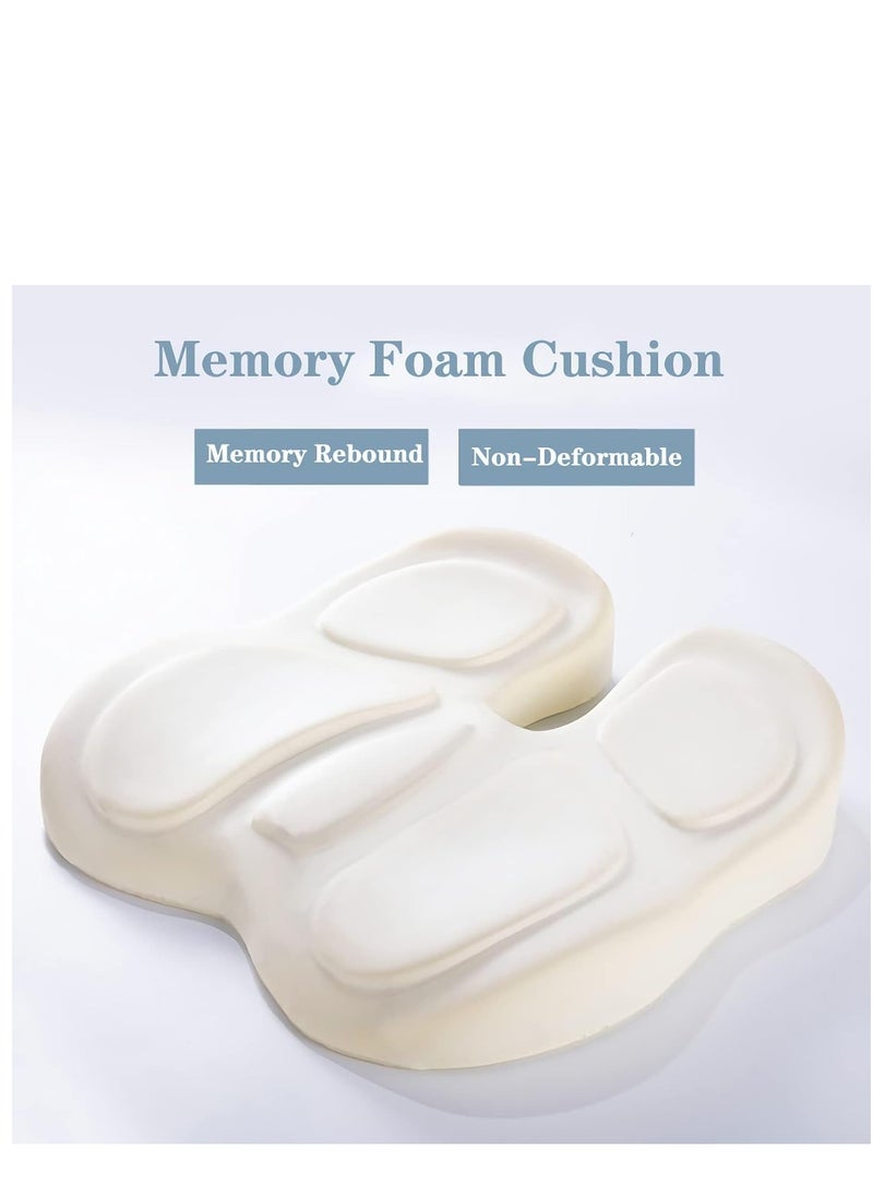 Orthopedic Seat Cushions for Office Chairs, Memory Foam Posture Cushion Portable Breathable Mesh, Car Seat Cushion,Pillow, Sciatica Back Coccyx Tailbone Pain Relief, Non-Slip Chair Pad (Black)
