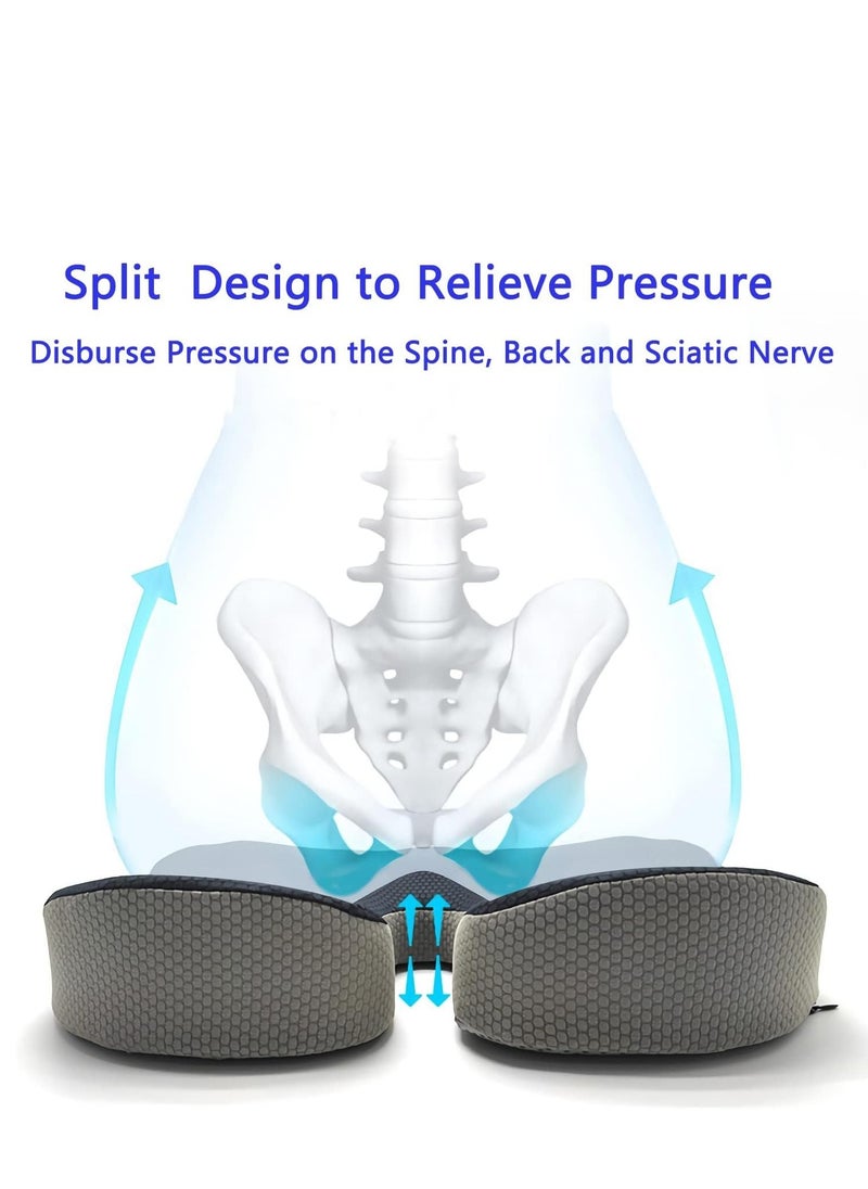 Orthopedic Seat Cushions for Office Chairs, Memory Foam Posture Cushion Portable Breathable Mesh, Car Seat Cushion,Pillow, Sciatica Back Coccyx Tailbone Pain Relief, Non-Slip Chair Pad (Black)