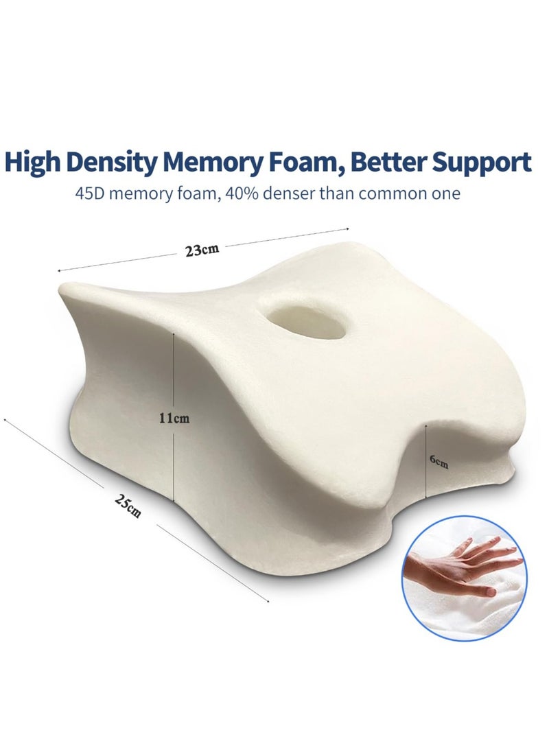 Ergonomic Memory Foam Knee Pillow for Side Sleepers - Contoured Support for Back, Hips & Knees, Pain Relief for Sciatica & Pregnancy, Breathable Cover with Adjustable Strap