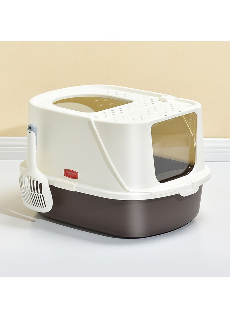 Cat Litter Box Fully Enclosed Odour Proof Cat Litter Flip Lid Anti Litter Pet Supplies Large Cat Litter Box