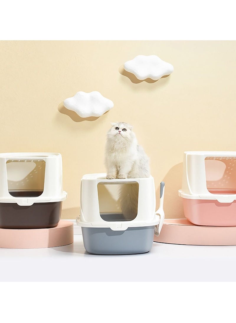 Cat Litter Box Fully Enclosed Odour Proof Cat Litter Flip Lid Anti Litter Pet Supplies Large Cat Litter Box