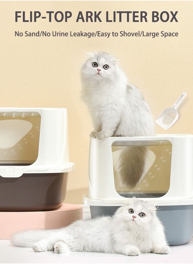 Cat Litter Box Fully Enclosed Odour Proof Cat Litter Flip Lid Anti Litter Pet Supplies Large Cat Litter Box