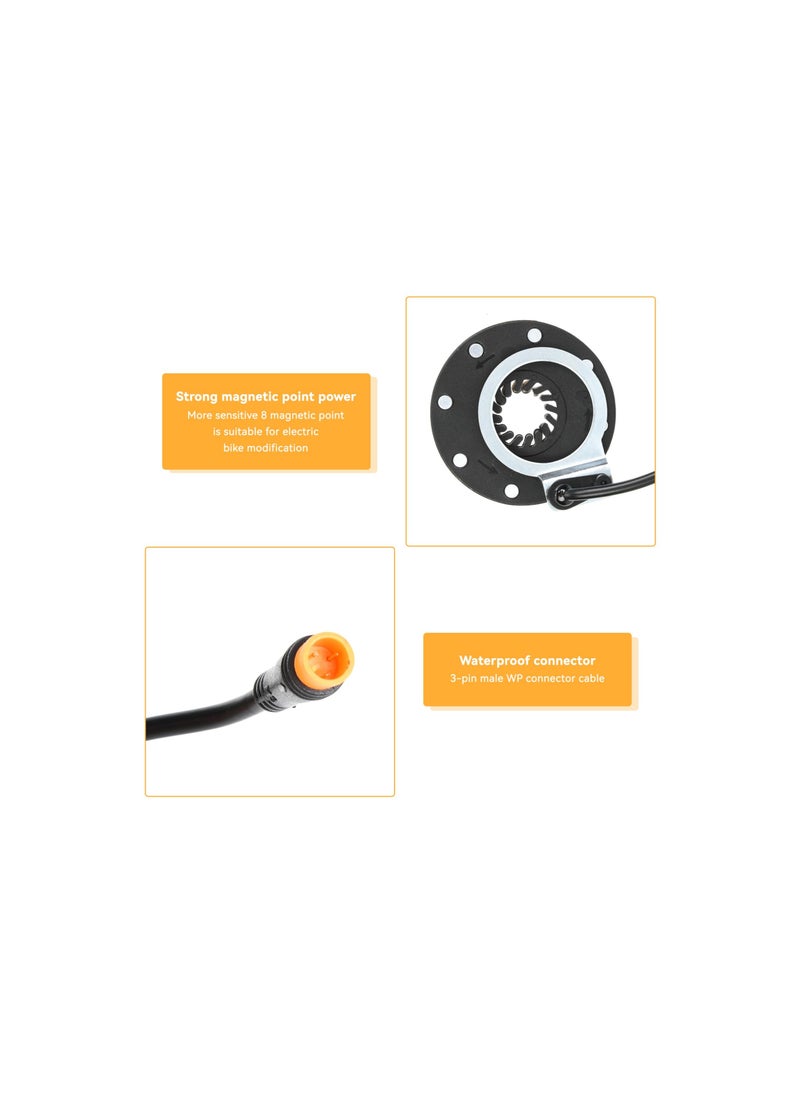Bike Power Pedal Assist Sensor, Outdoor E bike Modified Electric Kit, with 8 Magnetic Point Power Waterproof Connector for Mountain Bike Accessories Sensor Pedaleo Pedal Assist (1 Pack)