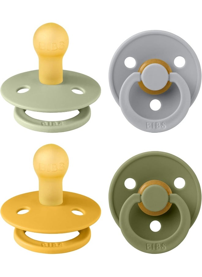 BIBS Colour Soother 4-Pack, BPA Free Dummy Pacifier, Round Natural Rubber Latex, Made in Denmark. 0-6 Months (Pack of 2), Green Garden Lush