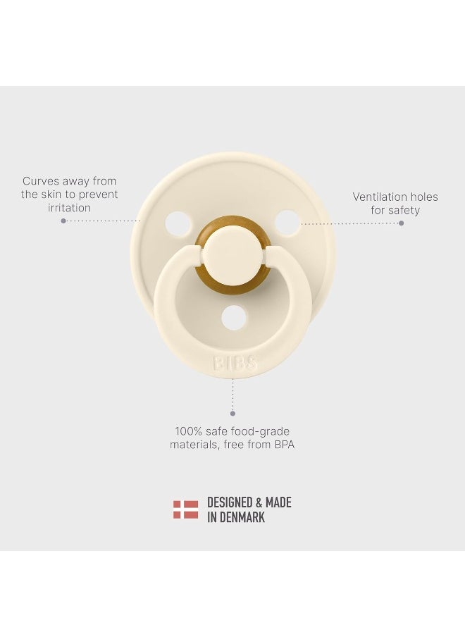 BIBS Color Soother, BPA Free Dummy Pacifier, Round Natural Rubber Latex, Made in Denmark