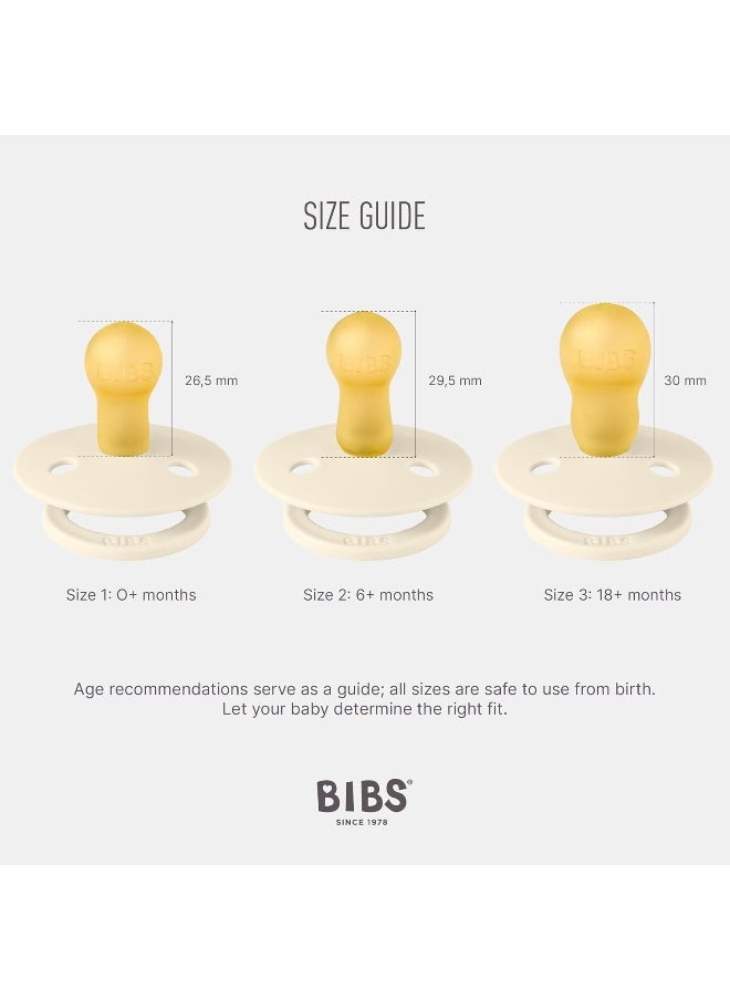 BIBS Color Soother, BPA Free Dummy Pacifier, Round Natural Rubber Latex, Made in Denmark