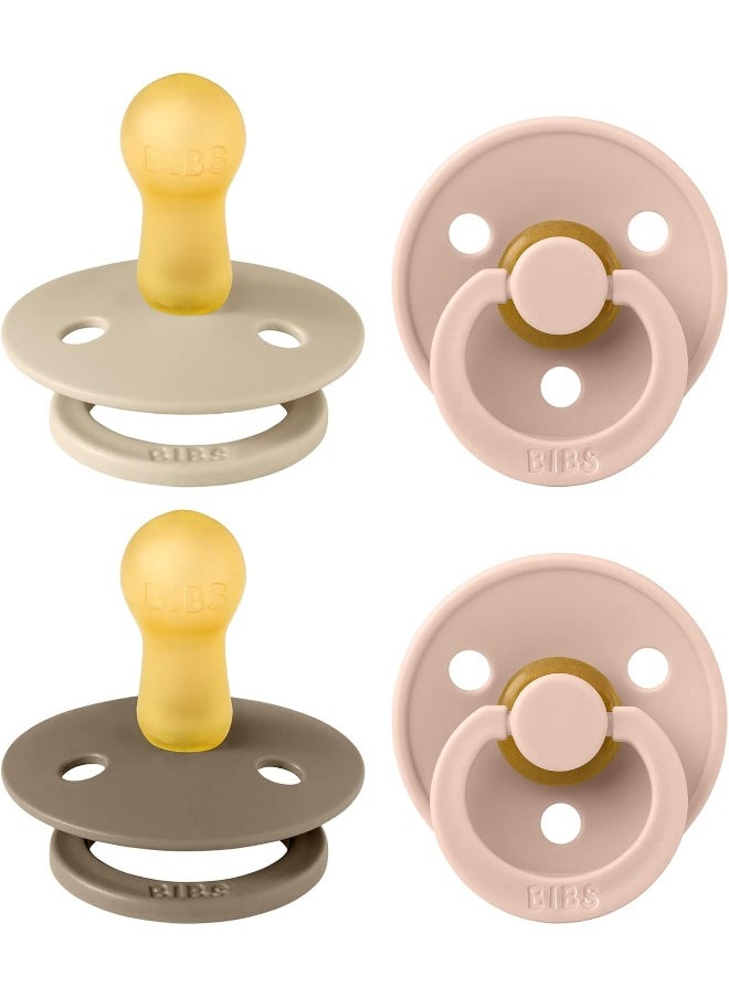 BIBS Color Soother, BPA Free Dummy Pacifier, Round Natural Rubber Latex, Made in Denmark