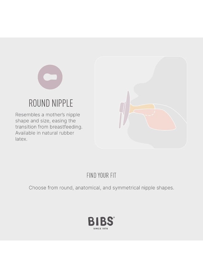 BIBS Color Soother, BPA Free Dummy Pacifier, Round Natural Rubber Latex, Made in Denmark