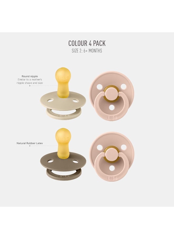BIBS Color Soother, BPA Free Dummy Pacifier, Round Natural Rubber Latex, Made in Denmark