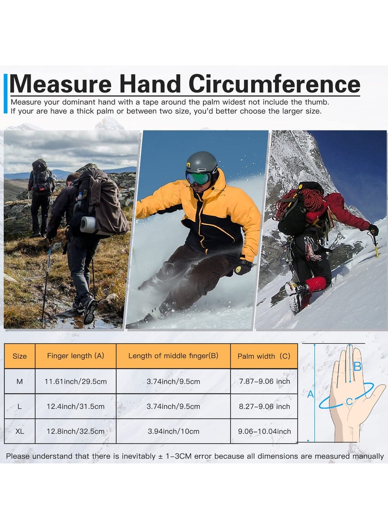 Winter Gloves, Men Women Warm Waterproof Ski Gloves 5 Layer Touch Screen Snow Gloves for Cold Weather