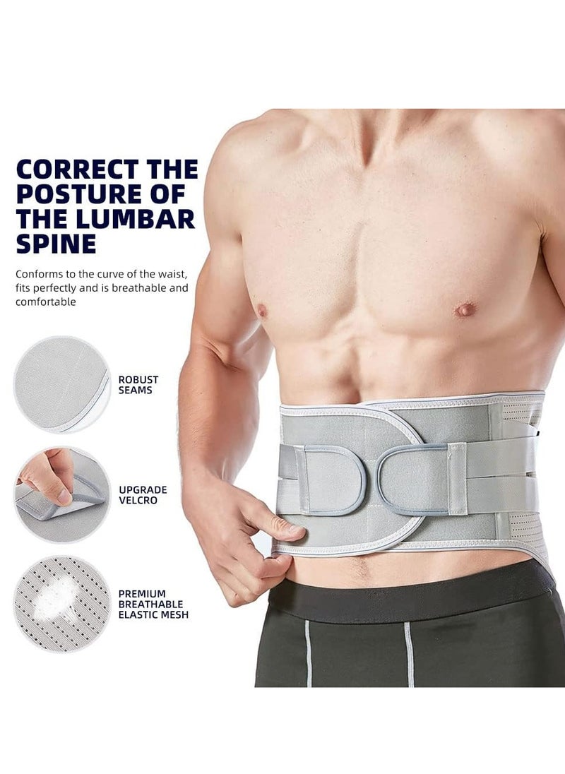 Back Braces for Lower Back Pain Relief with 2 Different Hardness Sets Removable Stays, Breathable Back Support Belt for Men&Women, Herniated Disc, Sciatica, Scoliosis (Gray, Medium)